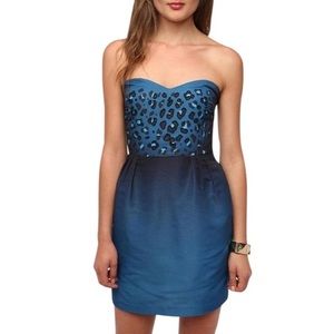 Strapless blue silence + noise dress